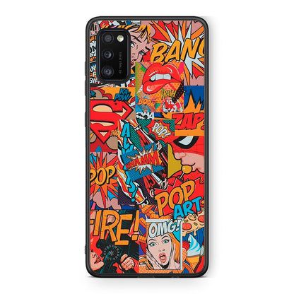 Samsung A41 PopArt OMG θήκη από τη Smartfits με σχέδιο στο πίσω μέρος και μαύρο περίβλημα | Smartphone case with colorful back and black bezels by Smartfits