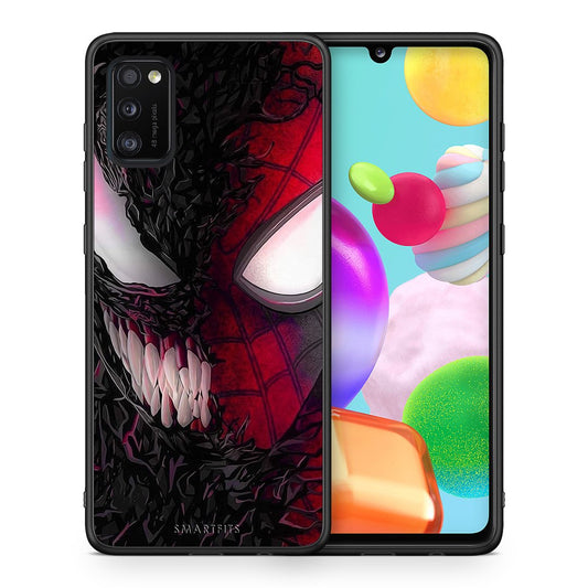 Θήκη Samsung A41 SpiderVenom PopArt από τη Smartfits με σχέδιο στο πίσω μέρος και μαύρο περίβλημα | Samsung A41 SpiderVenom PopArt case with colorful back and black bezels