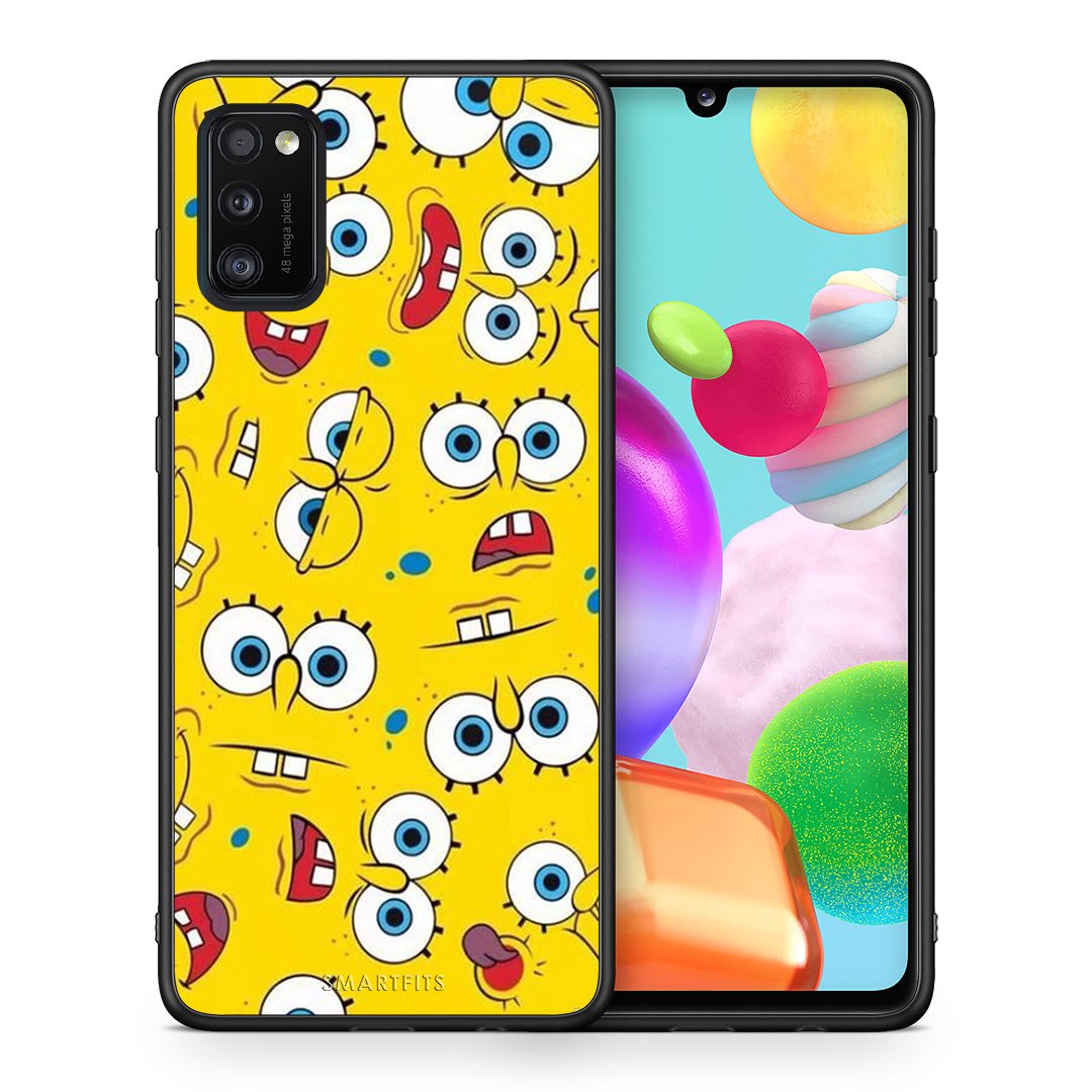 Θήκη Samsung A41 Sponge PopArt από τη Smartfits με σχέδιο στο πίσω μέρος και μαύρο περίβλημα | Samsung A41 Sponge PopArt case with colorful back and black bezels