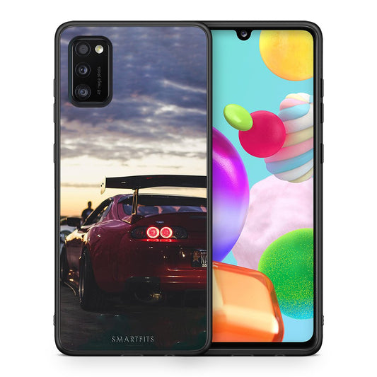 Θήκη Samsung A41 Racing Supra από τη Smartfits με σχέδιο στο πίσω μέρος και μαύρο περίβλημα | Samsung A41 Racing Supra case with colorful back and black bezels