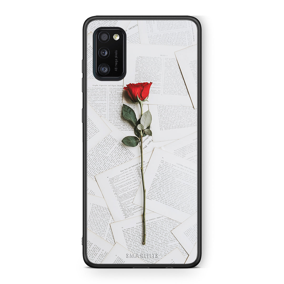 Samsung A41 Red Rose θήκη από τη Smartfits με σχέδιο στο πίσω μέρος και μαύρο περίβλημα | Smartphone case with colorful back and black bezels by Smartfits