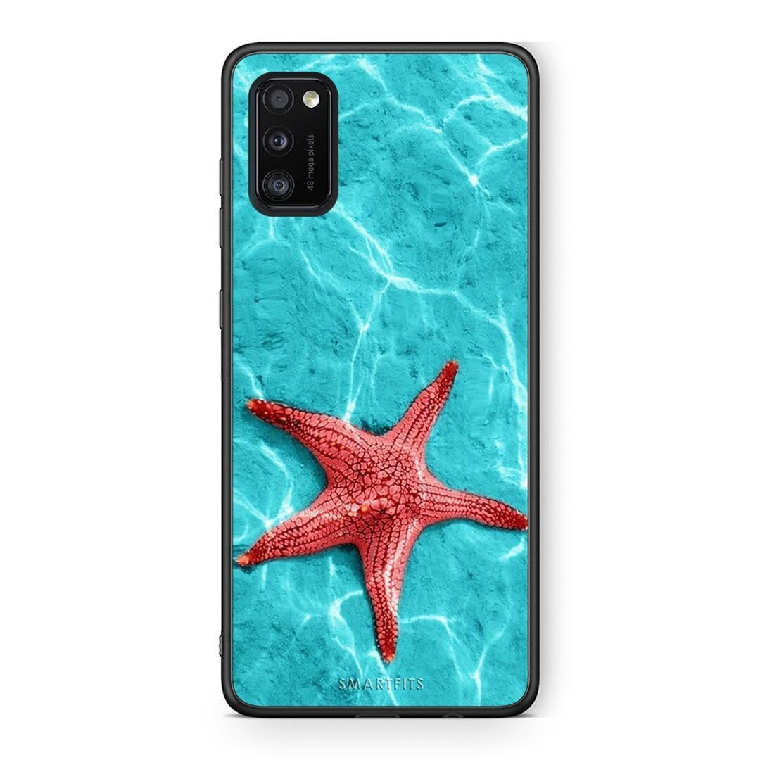 Samsung A41 Red Starfish Θήκη από τη Smartfits με σχέδιο στο πίσω μέρος και μαύρο περίβλημα | Smartphone case with colorful back and black bezels by Smartfits