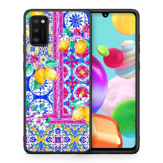 Θήκη Samsung A41 Retro Spring από τη Smartfits με σχέδιο στο πίσω μέρος και μαύρο περίβλημα | Samsung A41 Retro Spring case with colorful back and black bezels