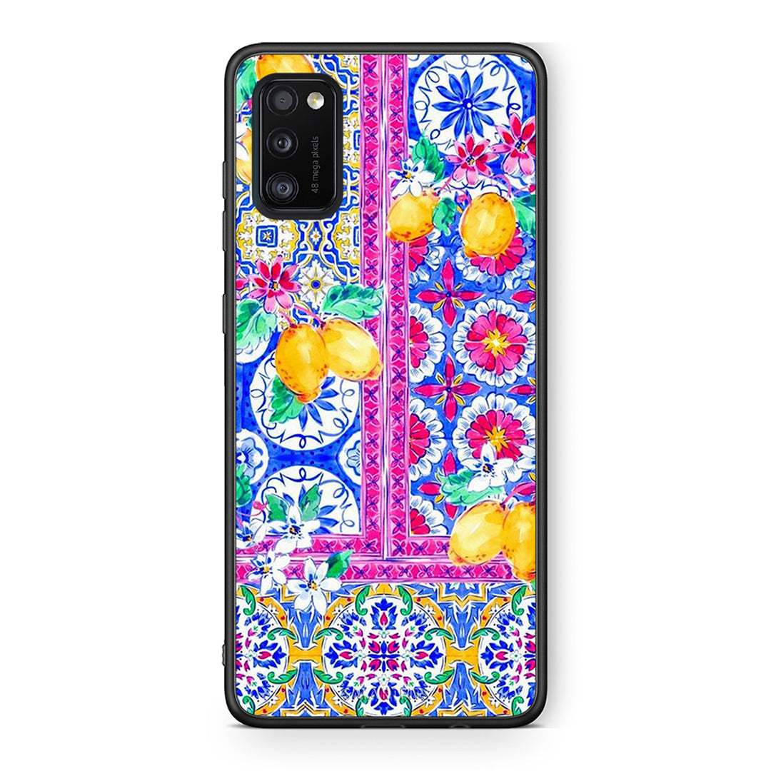 Samsung A41 Retro Spring θήκη από τη Smartfits με σχέδιο στο πίσω μέρος και μαύρο περίβλημα | Smartphone case with colorful back and black bezels by Smartfits
