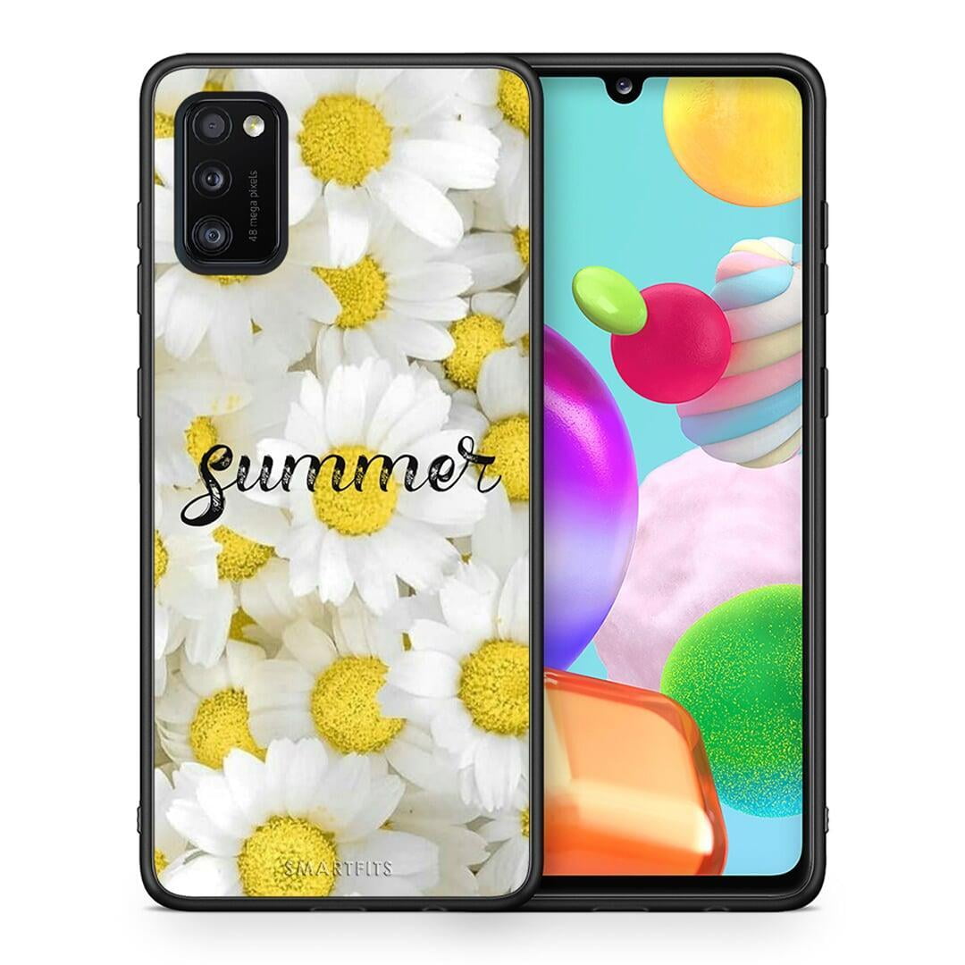 Θήκη Samsung A41 Summer Daisies από τη Smartfits με σχέδιο στο πίσω μέρος και μαύρο περίβλημα | Samsung A41 Summer Daisies case with colorful back and black bezels