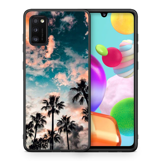 Θήκη Samsung A41 Sky Summer από τη Smartfits με σχέδιο στο πίσω μέρος και μαύρο περίβλημα | Samsung A41 Sky Summer case with colorful back and black bezels