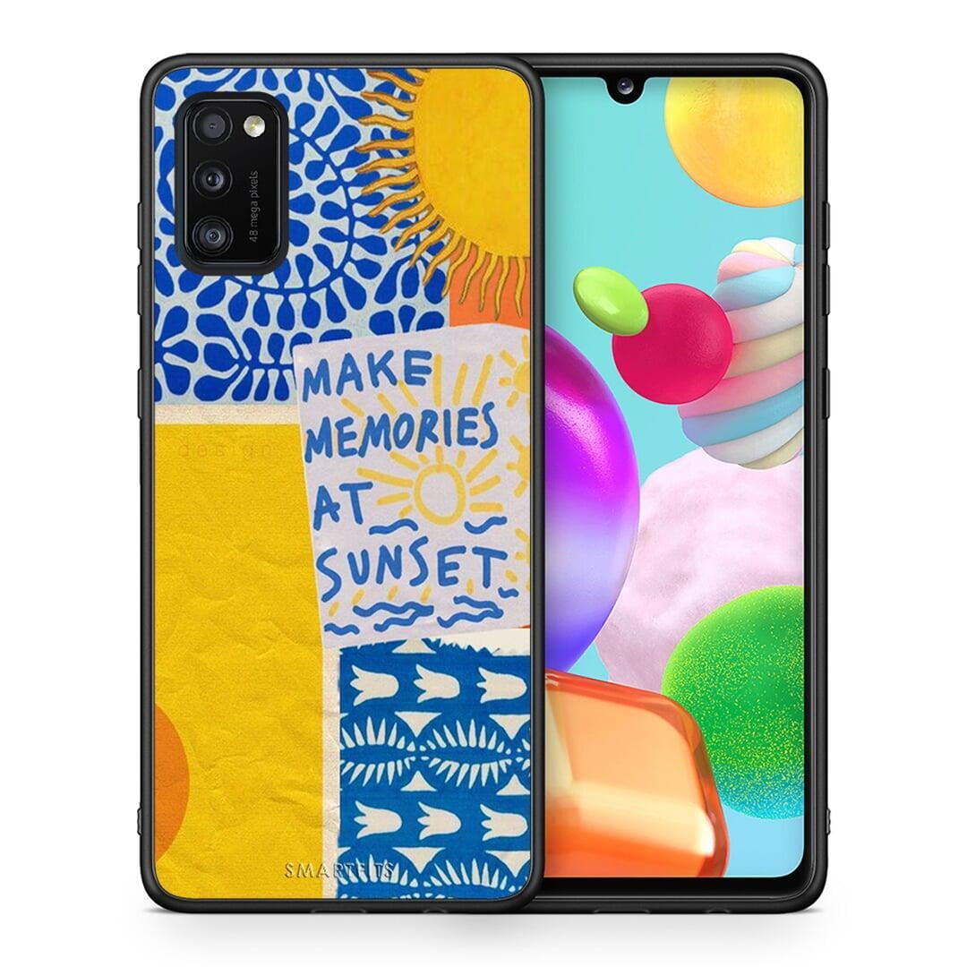 Θήκη Samsung A41 Sunset Memories από τη Smartfits με σχέδιο στο πίσω μέρος και μαύρο περίβλημα | Samsung A41 Sunset Memories case with colorful back and black bezels