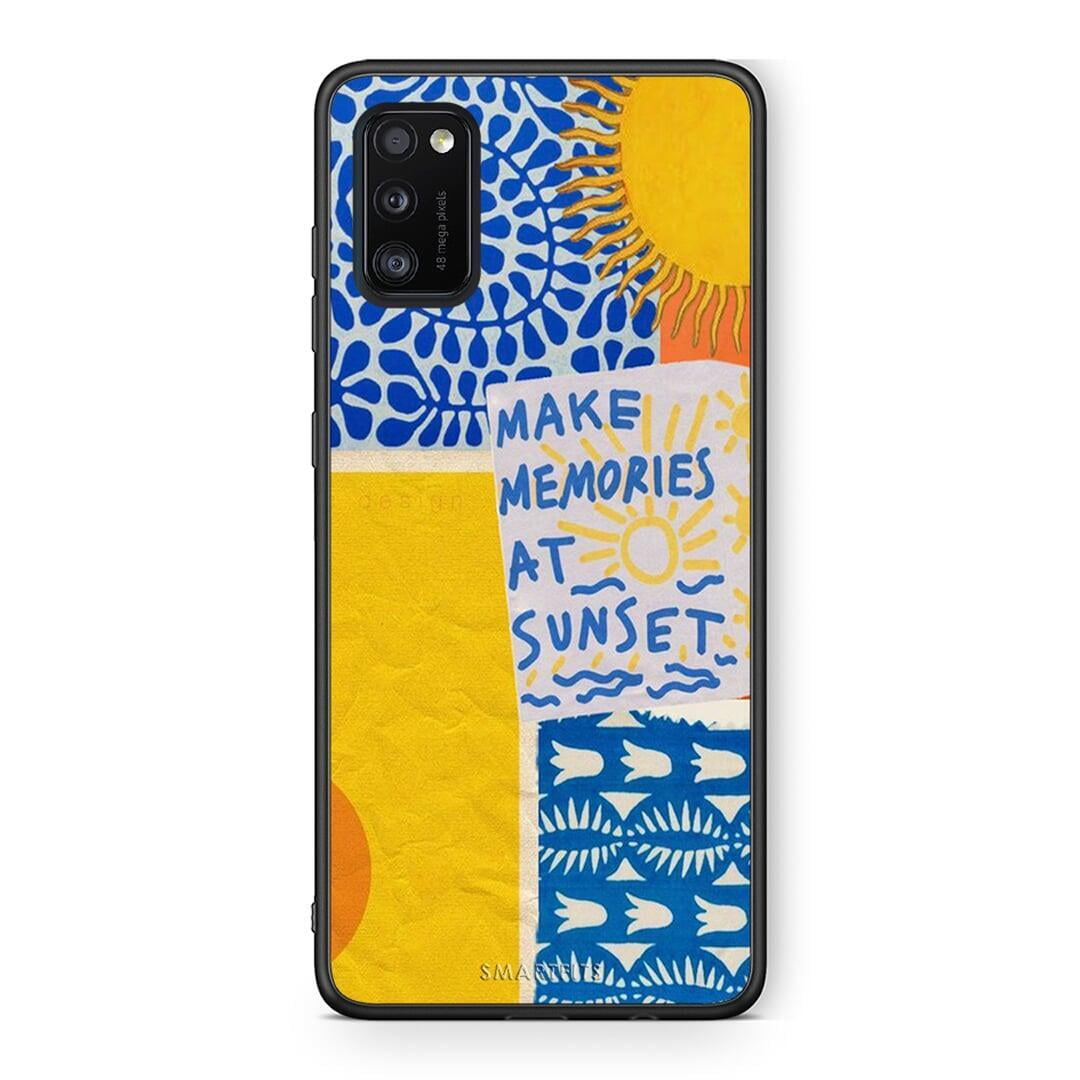 Samsung A41 Sunset Memories Θήκη από τη Smartfits με σχέδιο στο πίσω μέρος και μαύρο περίβλημα | Smartphone case with colorful back and black bezels by Smartfits