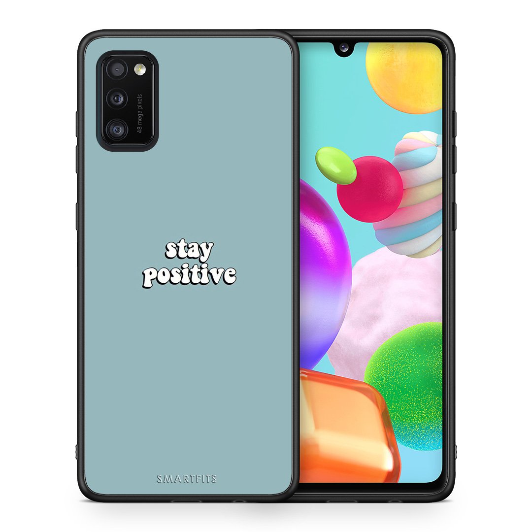 Θήκη Samsung A41 Positive Text από τη Smartfits με σχέδιο στο πίσω μέρος και μαύρο περίβλημα | Samsung A41 Positive Text case with colorful back and black bezels