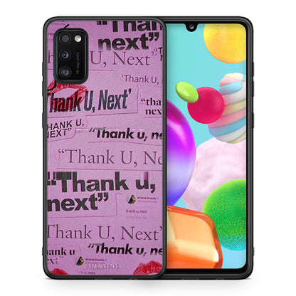 Θήκη Αγίου Βαλεντίνου Samsung A41 Thank You Next από τη Smartfits με σχέδιο στο πίσω μέρος και μαύρο περίβλημα | Samsung A41 Thank You Next case with colorful back and black bezels