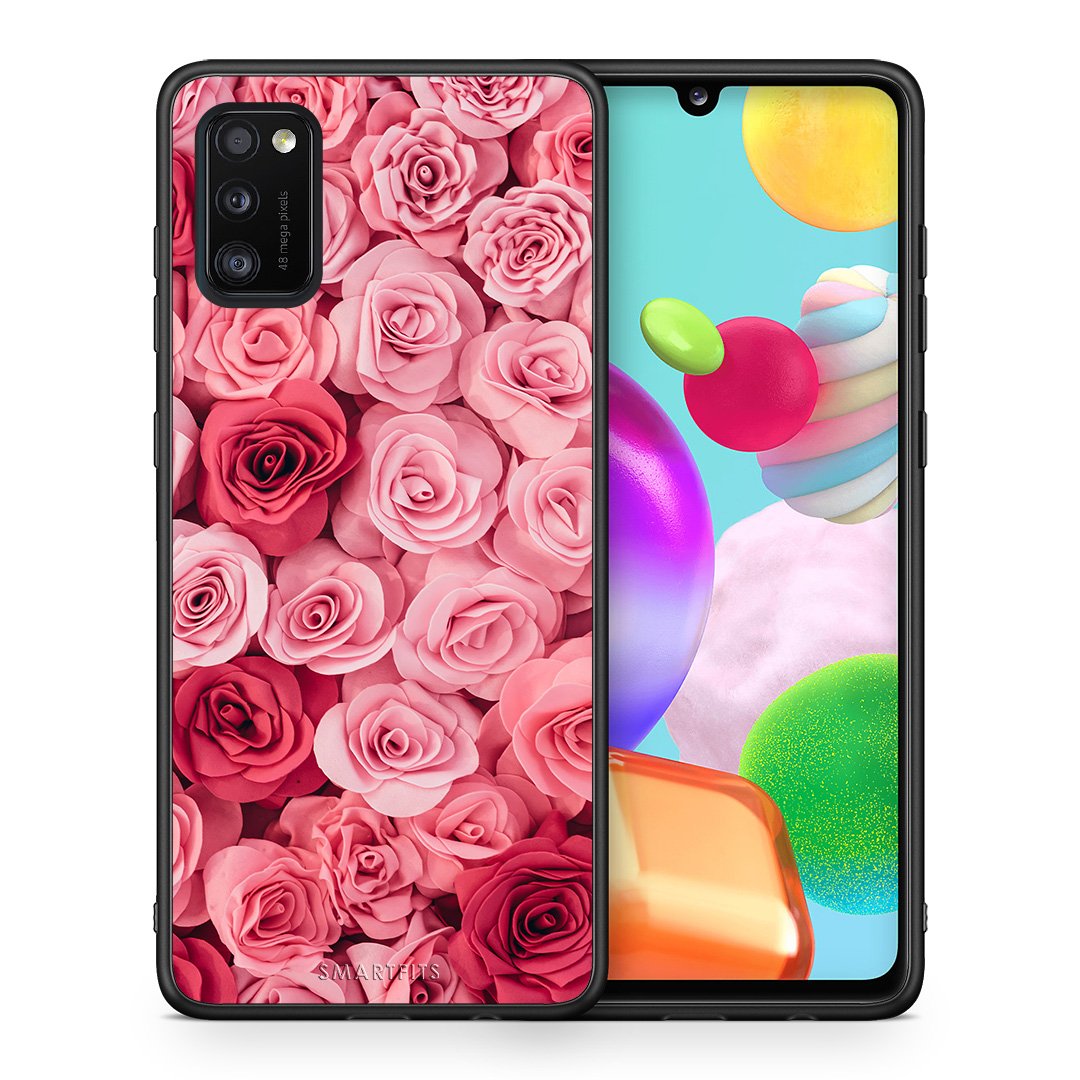 Θήκη Samsung A41 RoseGarden Valentine από τη Smartfits με σχέδιο στο πίσω μέρος και μαύρο περίβλημα | Samsung A41 RoseGarden Valentine case with colorful back and black bezels