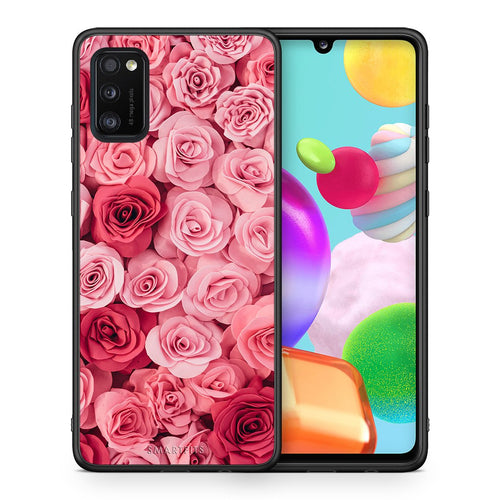 Θήκη Samsung A41 RoseGarden Valentine από τη Smartfits με σχέδιο στο πίσω μέρος και μαύρο περίβλημα | Samsung A41 RoseGarden Valentine case with colorful back and black bezels