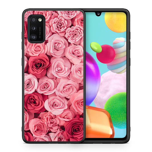 Θήκη Samsung A41 RoseGarden Valentine από τη Smartfits με σχέδιο στο πίσω μέρος και μαύρο περίβλημα | Samsung A41 RoseGarden Valentine case with colorful back and black bezels