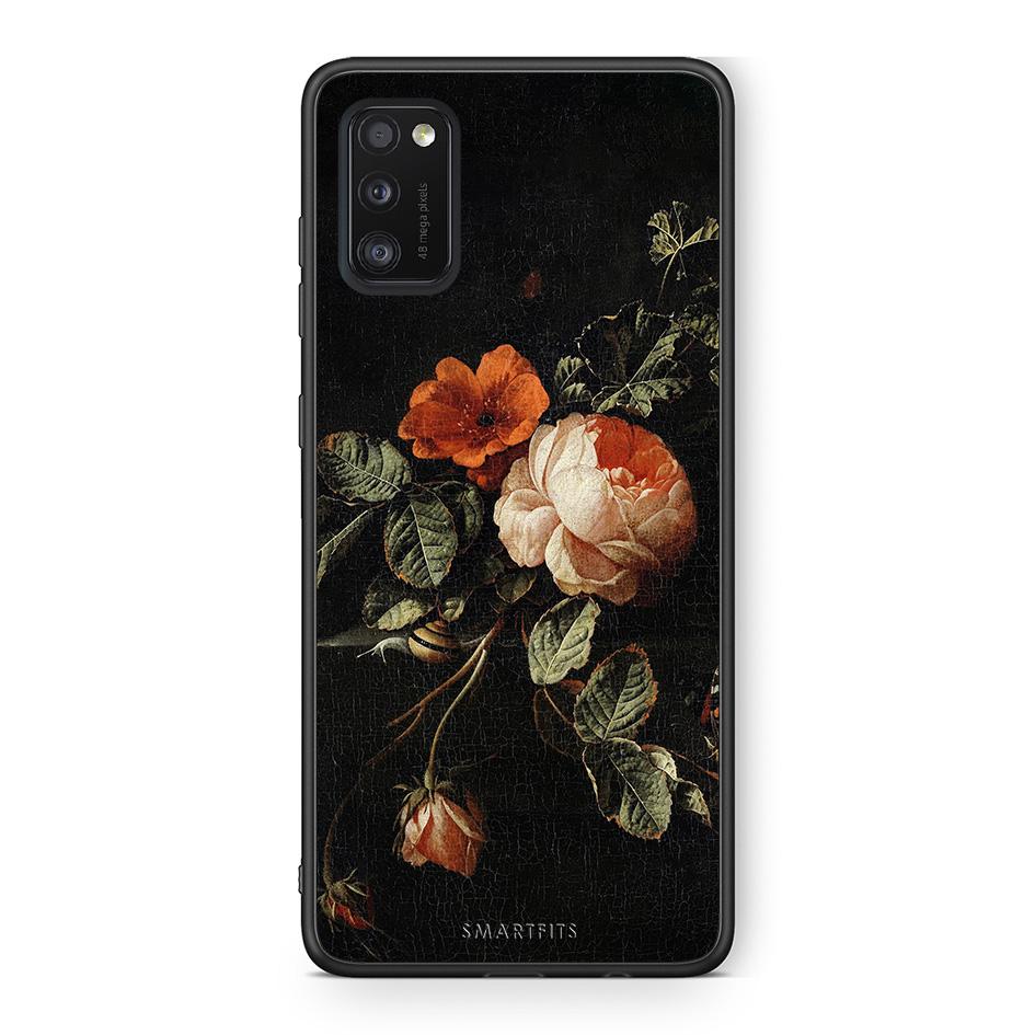 Samsung A41 Vintage Roses θήκη από τη Smartfits με σχέδιο στο πίσω μέρος και μαύρο περίβλημα | Smartphone case with colorful back and black bezels by Smartfits