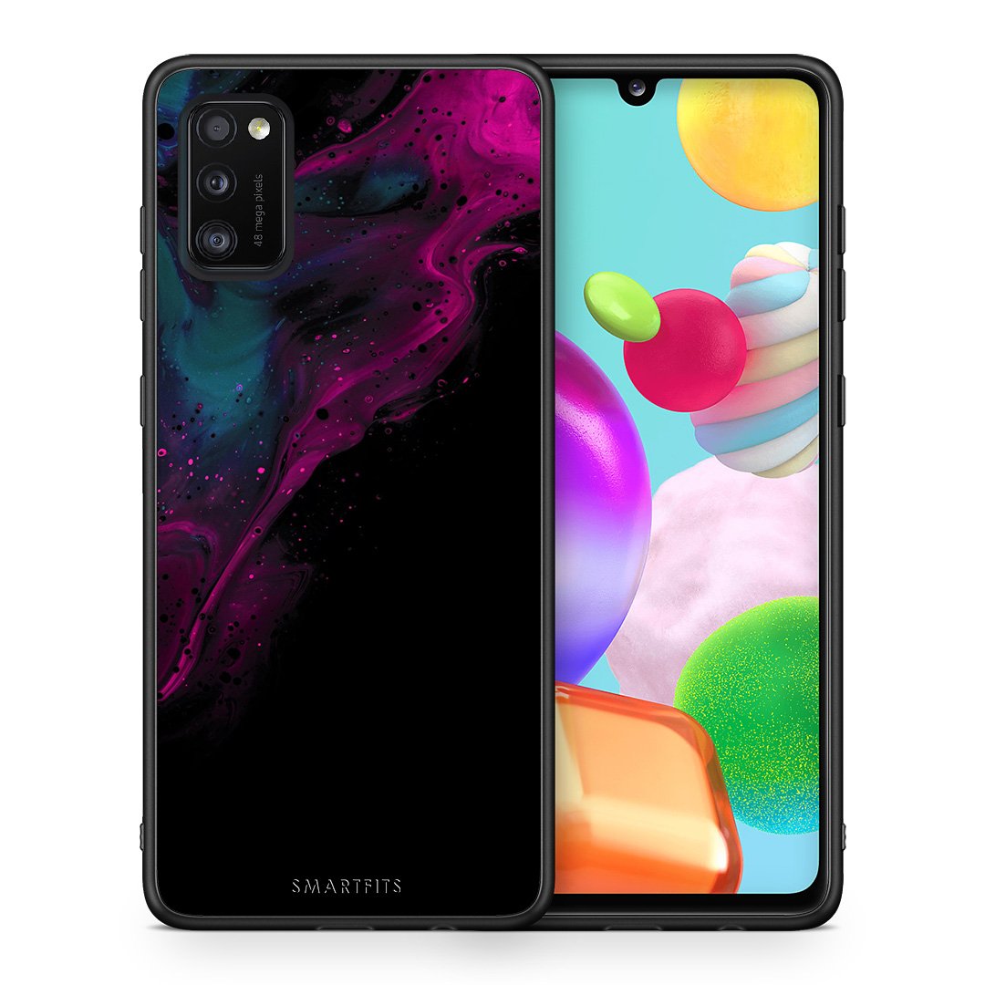 Θήκη Samsung A41 Pink Black Watercolor από τη Smartfits με σχέδιο στο πίσω μέρος και μαύρο περίβλημα | Samsung A41 Pink Black Watercolor case with colorful back and black bezels