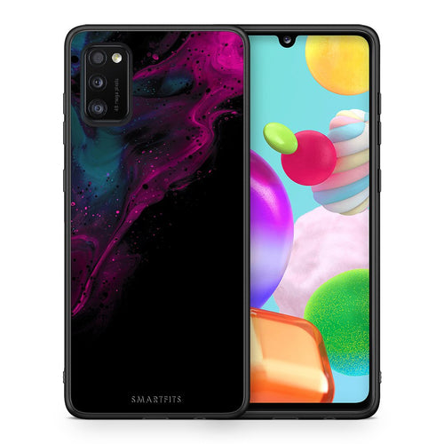 Θήκη Samsung A41 Pink Black Watercolor από τη Smartfits με σχέδιο στο πίσω μέρος και μαύρο περίβλημα | Samsung A41 Pink Black Watercolor case with colorful back and black bezels