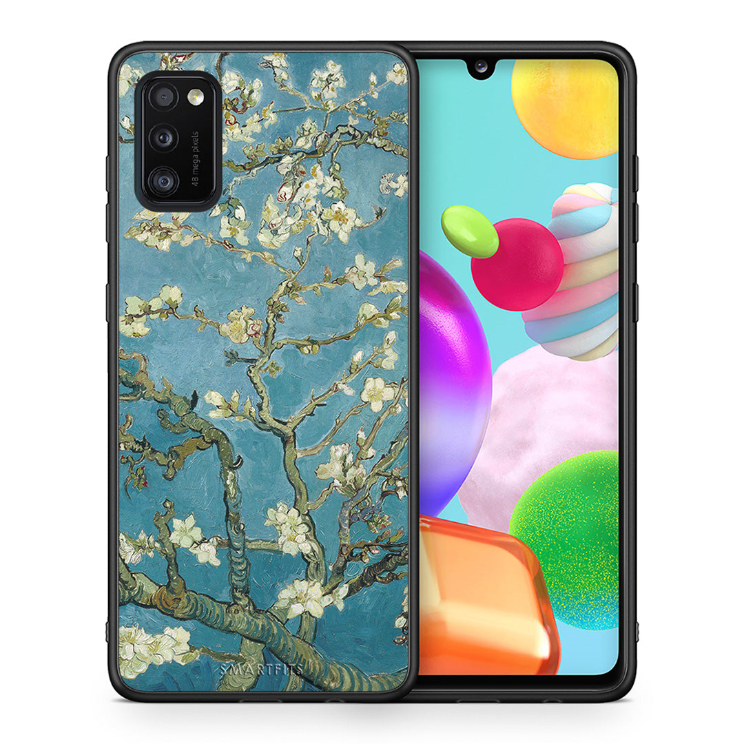 Θήκη Samsung A41 White Blossoms από τη Smartfits με σχέδιο στο πίσω μέρος και μαύρο περίβλημα | Samsung A41 White Blossoms case with colorful back and black bezels