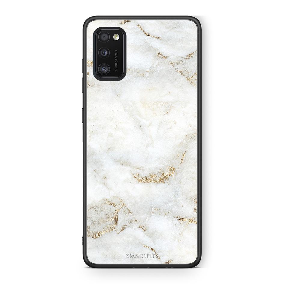 Samsung A41 White Gold Marble θήκη από τη Smartfits με σχέδιο στο πίσω μέρος και μαύρο περίβλημα | Smartphone case with colorful back and black bezels by Smartfits