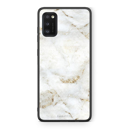 Samsung A41 White Gold Marble θήκη από τη Smartfits με σχέδιο στο πίσω μέρος και μαύρο περίβλημα | Smartphone case with colorful back and black bezels by Smartfits