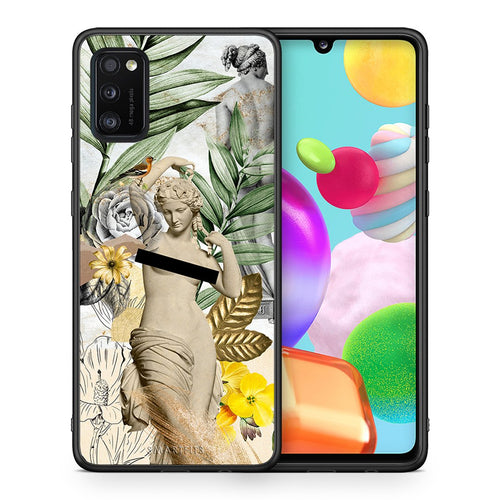 Θήκη Samsung A41 Woman Statue από τη Smartfits με σχέδιο στο πίσω μέρος και μαύρο περίβλημα | Samsung A41 Woman Statue case with colorful back and black bezels