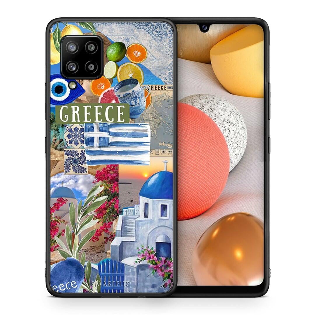 Θήκη Samsung Galaxy A42 All Greek από τη Smartfits με σχέδιο στο πίσω μέρος και μαύρο περίβλημα | Samsung Galaxy A42 All Greek case with colorful back and black bezels