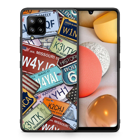 Θήκη Samsung Galaxy A42 Car Plates από τη Smartfits με σχέδιο στο πίσω μέρος και μαύρο περίβλημα | Samsung Galaxy A42 Car Plates case with colorful back and black bezels
