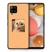 Thumbnail for Θήκη Samsung Galaxy A42 Cat Tongue από τη Smartfits με σχέδιο στο πίσω μέρος και μαύρο περίβλημα | Samsung Galaxy A42 Cat Tongue case with colorful back and black bezels