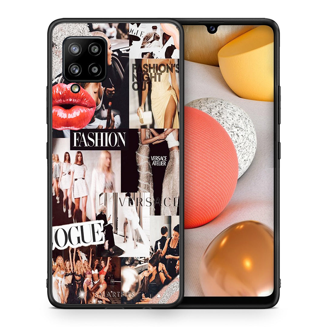 Θήκη Αγίου Βαλεντίνου Samsung Galaxy A42 Collage Fashion από τη Smartfits με σχέδιο στο πίσω μέρος και μαύρο περίβλημα | Samsung Galaxy A42 Collage Fashion case with colorful back and black bezels