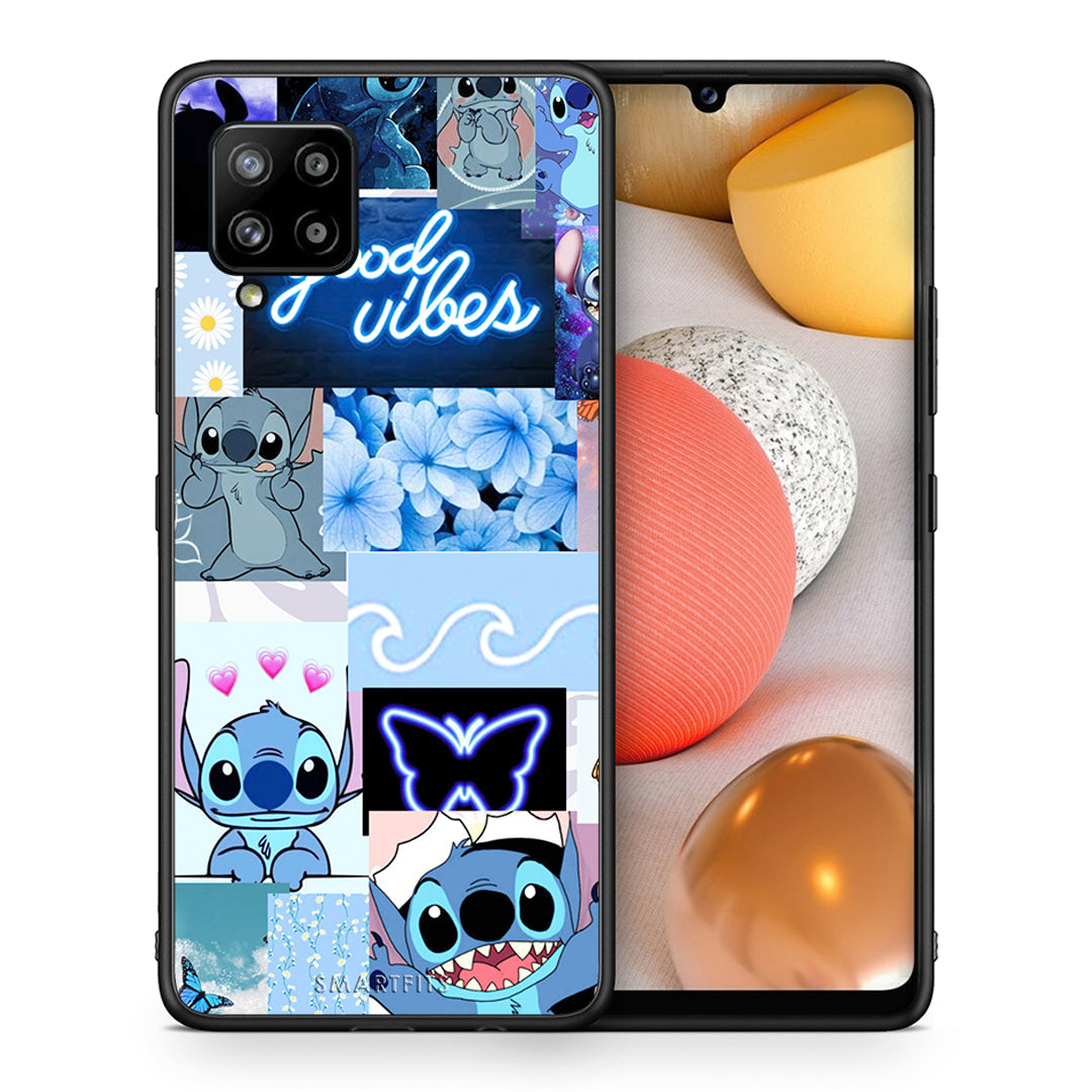 Θήκη Αγίου Βαλεντίνου Samsung Galaxy A42 Collage Good Vibes από τη Smartfits με σχέδιο στο πίσω μέρος και μαύρο περίβλημα | Samsung Galaxy A42 Collage Good Vibes case with colorful back and black bezels