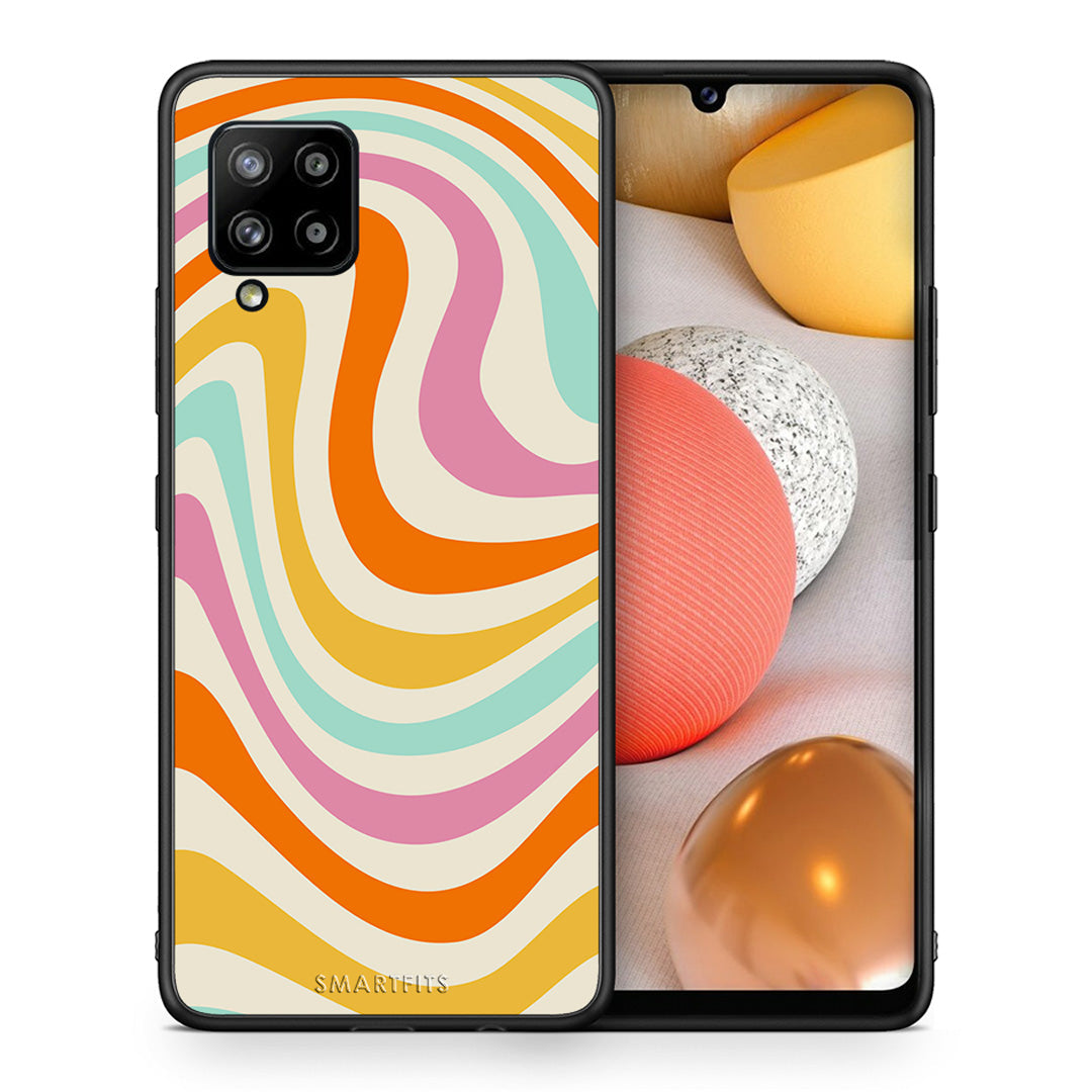 Θήκη Samsung Galaxy A42 Colourful Waves από τη Smartfits με σχέδιο στο πίσω μέρος και μαύρο περίβλημα | Samsung Galaxy A42 Colourful Waves case with colorful back and black bezels