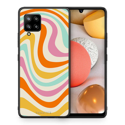Θήκη Samsung Galaxy A42 Colourful Waves από τη Smartfits με σχέδιο στο πίσω μέρος και μαύρο περίβλημα | Samsung Galaxy A42 Colourful Waves case with colorful back and black bezels