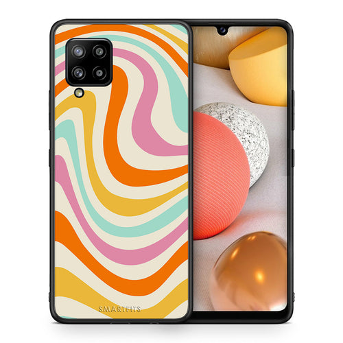 Θήκη Samsung Galaxy A42 Colourful Waves από τη Smartfits με σχέδιο στο πίσω μέρος και μαύρο περίβλημα | Samsung Galaxy A42 Colourful Waves case with colorful back and black bezels