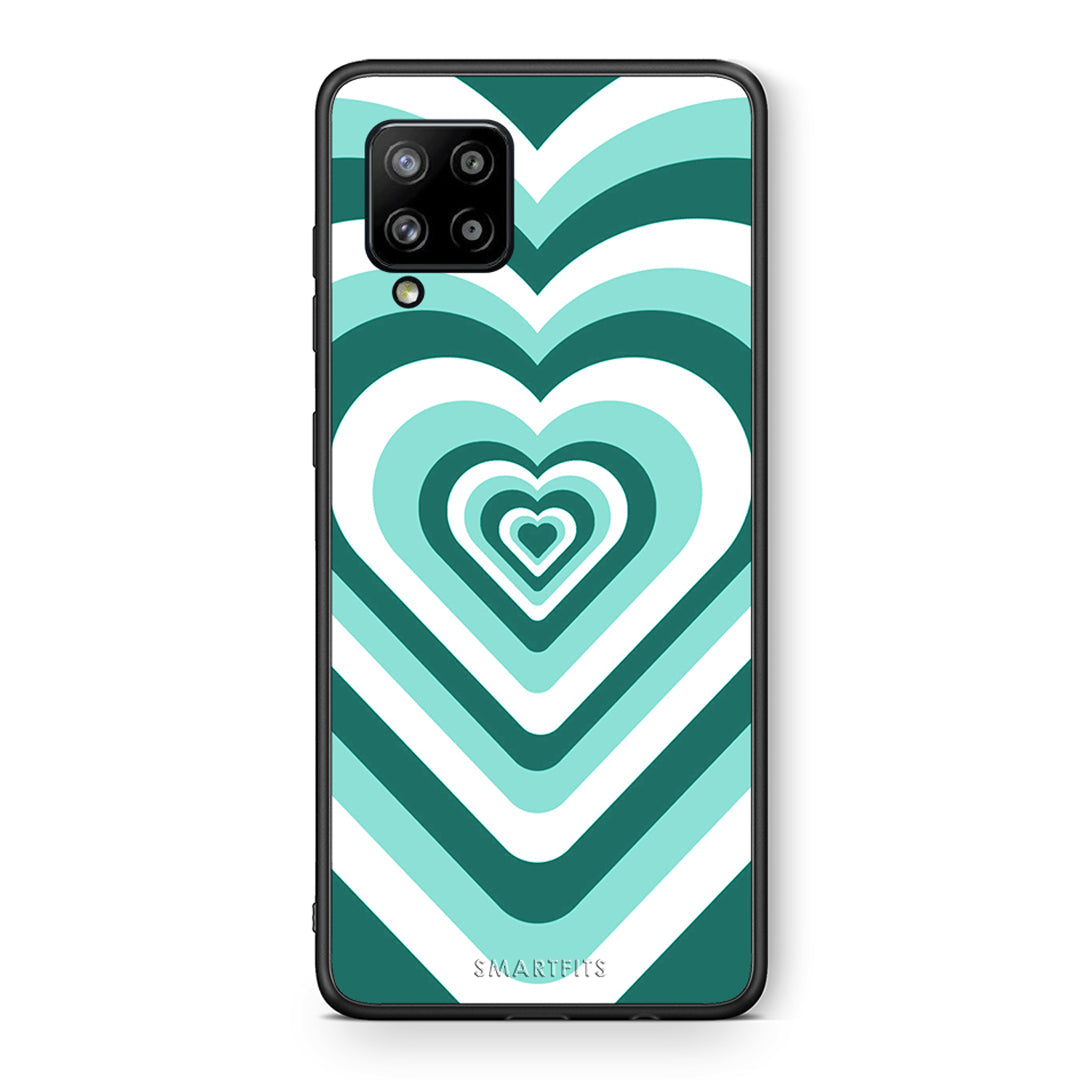 Θήκη Samsung Galaxy A42 Green Hearts από τη Smartfits με σχέδιο στο πίσω μέρος και μαύρο περίβλημα | Samsung Galaxy A42 Green Hearts case with colorful back and black bezels