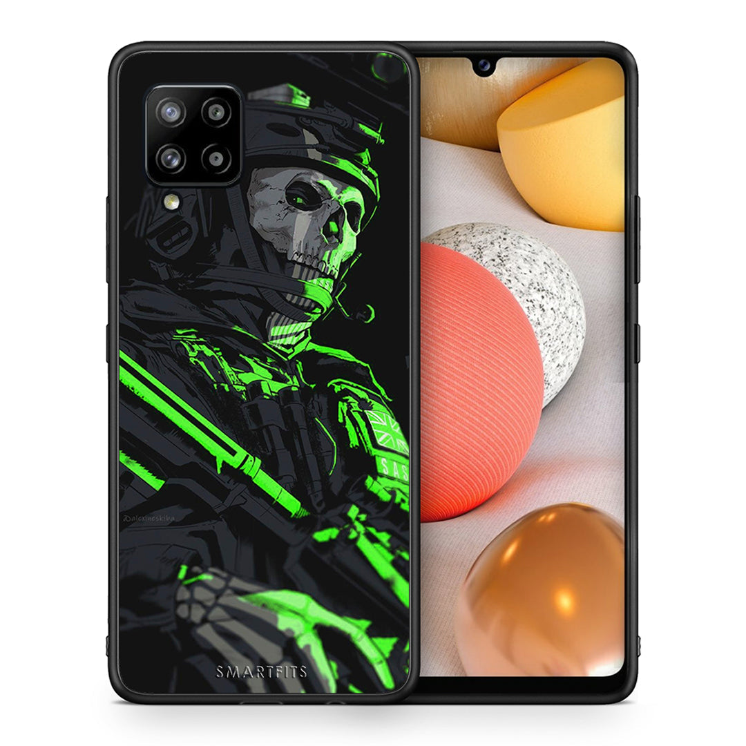 Θήκη Αγίου Βαλεντίνου Samsung Galaxy A42 Green Soldier από τη Smartfits με σχέδιο στο πίσω μέρος και μαύρο περίβλημα | Samsung Galaxy A42 Green Soldier case with colorful back and black bezels