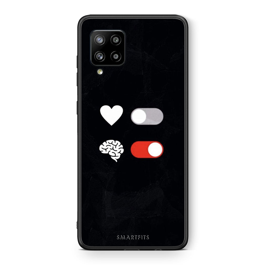 Θήκη Αγίου Βαλεντίνου Samsung Galaxy A42 Heart Vs Brain από τη Smartfits με σχέδιο στο πίσω μέρος και μαύρο περίβλημα | Samsung Galaxy A42 Heart Vs Brain case with colorful back and black bezels