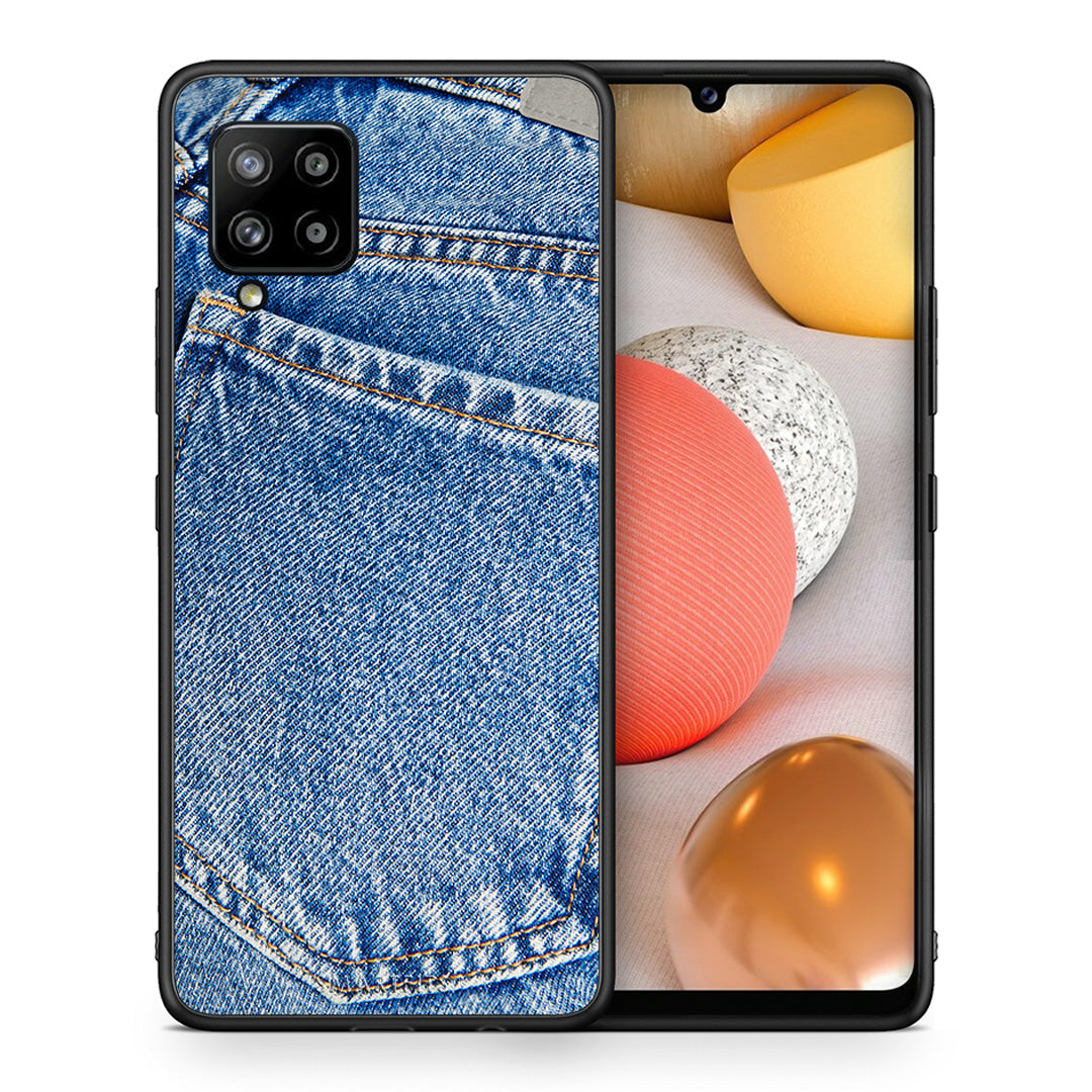 Θήκη Samsung Galaxy A42 Jeans Pocket από τη Smartfits με σχέδιο στο πίσω μέρος και μαύρο περίβλημα | Samsung Galaxy A42 Jeans Pocket case with colorful back and black bezels