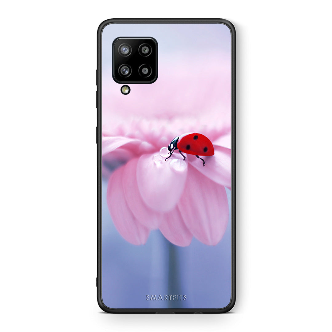 Θήκη Samsung Galaxy A42 Ladybug Flower από τη Smartfits με σχέδιο στο πίσω μέρος και μαύρο περίβλημα | Samsung Galaxy A42 Ladybug Flower case with colorful back and black bezels