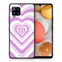 Thumbnail for Θήκη Samsung Galaxy A42 Lilac Hearts από τη Smartfits με σχέδιο στο πίσω μέρος και μαύρο περίβλημα | Samsung Galaxy A42 Lilac Hearts case with colorful back and black bezels
