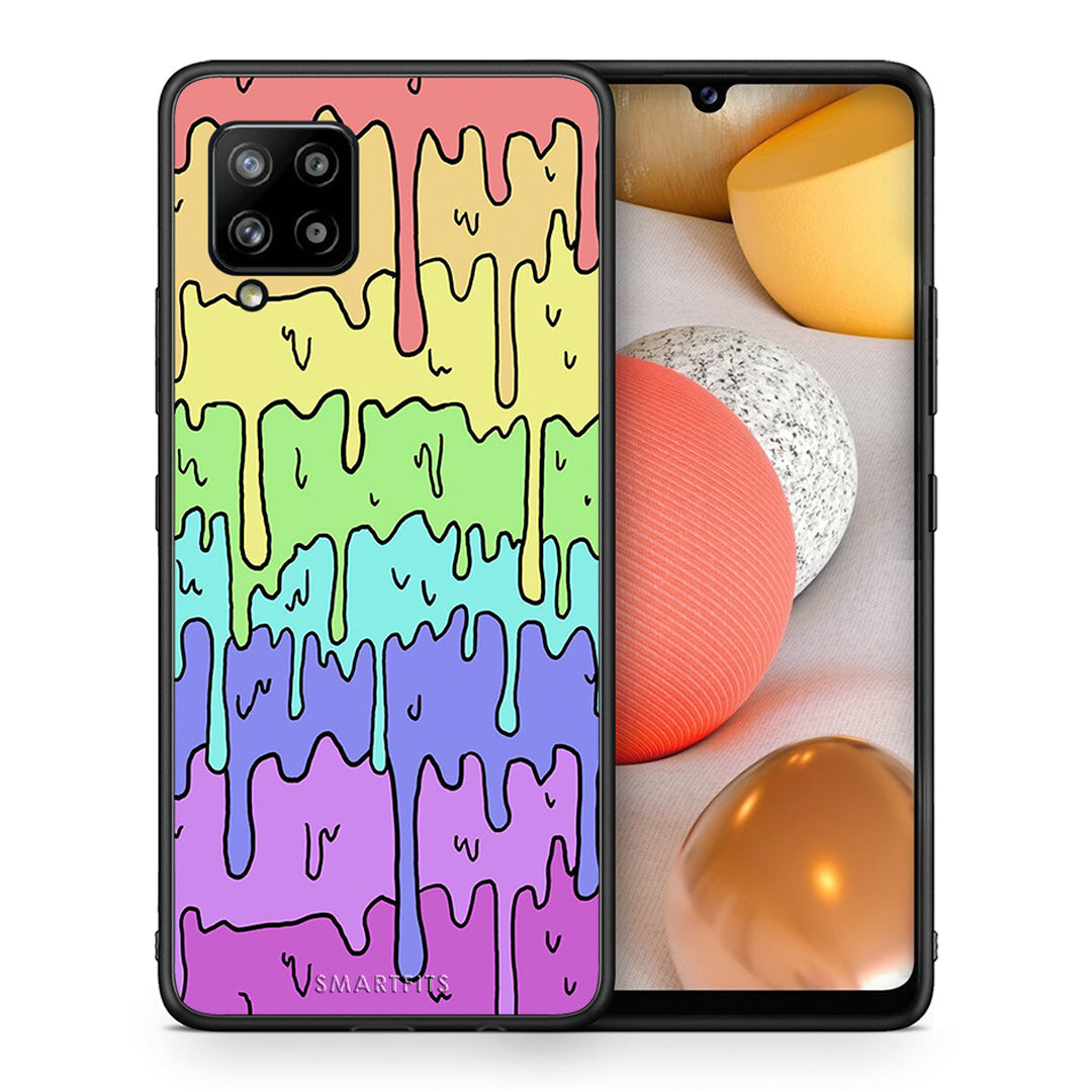 Θήκη Samsung Galaxy A42 Melting Rainbow από τη Smartfits με σχέδιο στο πίσω μέρος και μαύρο περίβλημα | Samsung Galaxy A42 Melting Rainbow case with colorful back and black bezels