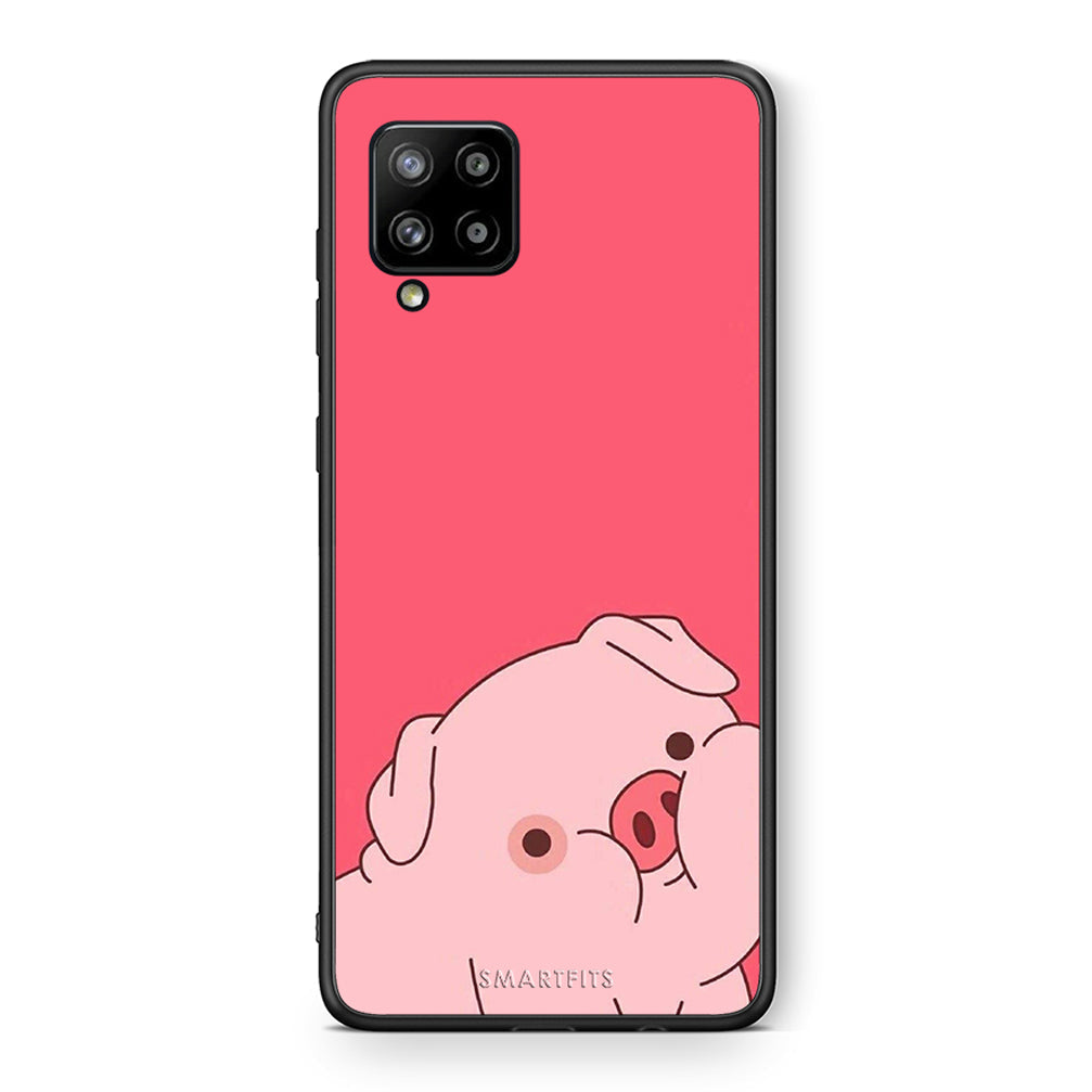 Θήκη Αγίου Βαλεντίνου Samsung Galaxy A42 Pig Love 1 από τη Smartfits με σχέδιο στο πίσω μέρος και μαύρο περίβλημα | Samsung Galaxy A42 Pig Love 1 case with colorful back and black bezels