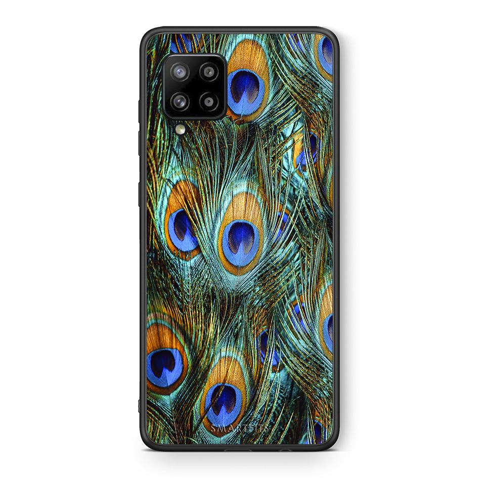 Θήκη Samsung Galaxy A42 Real Peacock Feathers από τη Smartfits με σχέδιο στο πίσω μέρος και μαύρο περίβλημα | Samsung Galaxy A42 Real Peacock Feathers case with colorful back and black bezels