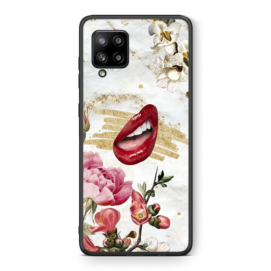 Θήκη Samsung Galaxy A42 Red Lips από τη Smartfits με σχέδιο στο πίσω μέρος και μαύρο περίβλημα | Samsung Galaxy A42 Red Lips case with colorful back and black bezels