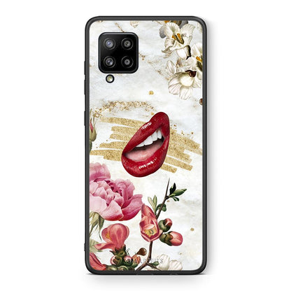 Θήκη Samsung Galaxy A42 Red Lips από τη Smartfits με σχέδιο στο πίσω μέρος και μαύρο περίβλημα | Samsung Galaxy A42 Red Lips case with colorful back and black bezels