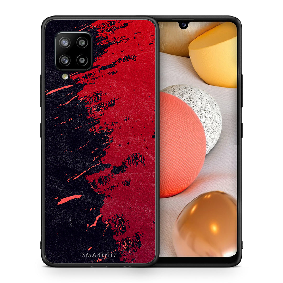 Θήκη Αγίου Βαλεντίνου Samsung Galaxy A42 Red Paint από τη Smartfits με σχέδιο στο πίσω μέρος και μαύρο περίβλημα | Samsung Galaxy A42 Red Paint case with colorful back and black bezels