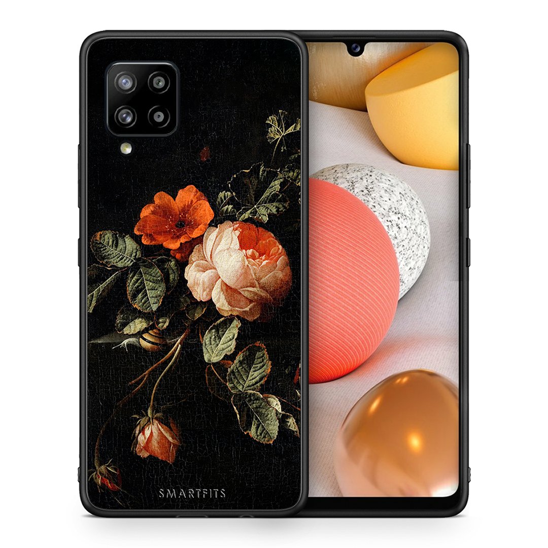 Θήκη Samsung Galaxy A42 Vintage Roses από τη Smartfits με σχέδιο στο πίσω μέρος και μαύρο περίβλημα | Samsung Galaxy A42 Vintage Roses case with colorful back and black bezels
