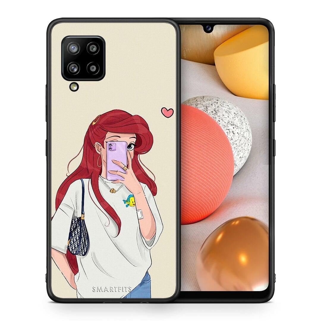 Θήκη Samsung Galaxy A42 Walking Mermaid από τη Smartfits με σχέδιο στο πίσω μέρος και μαύρο περίβλημα | Samsung Galaxy A42 Walking Mermaid case with colorful back and black bezels