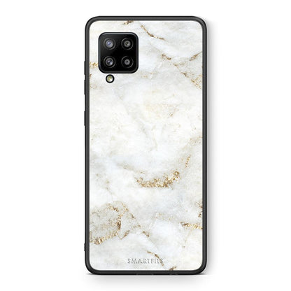 Θήκη Samsung Galaxy A42 White Gold Marble από τη Smartfits με σχέδιο στο πίσω μέρος και μαύρο περίβλημα | Samsung Galaxy A42 White Gold Marble case with colorful back and black bezels