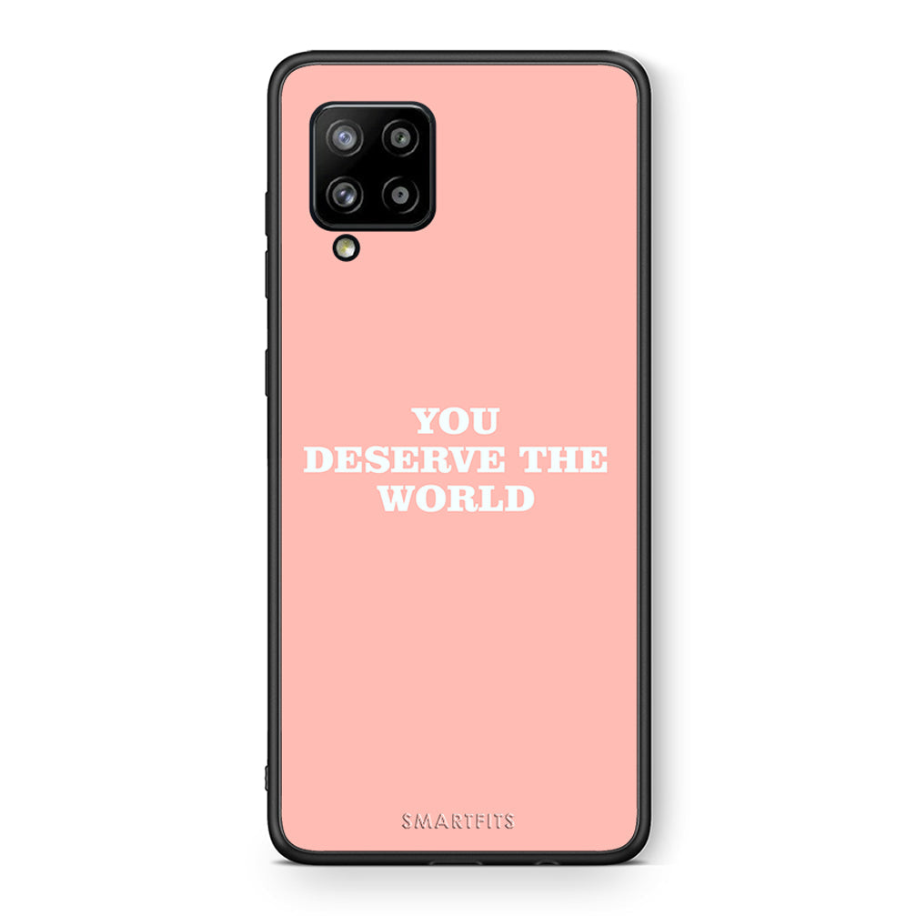 Θήκη Αγίου Βαλεντίνου Samsung Galaxy A42 You Deserve The World από τη Smartfits με σχέδιο στο πίσω μέρος και μαύρο περίβλημα | Samsung Galaxy A42 You Deserve The World case with colorful back and black bezels