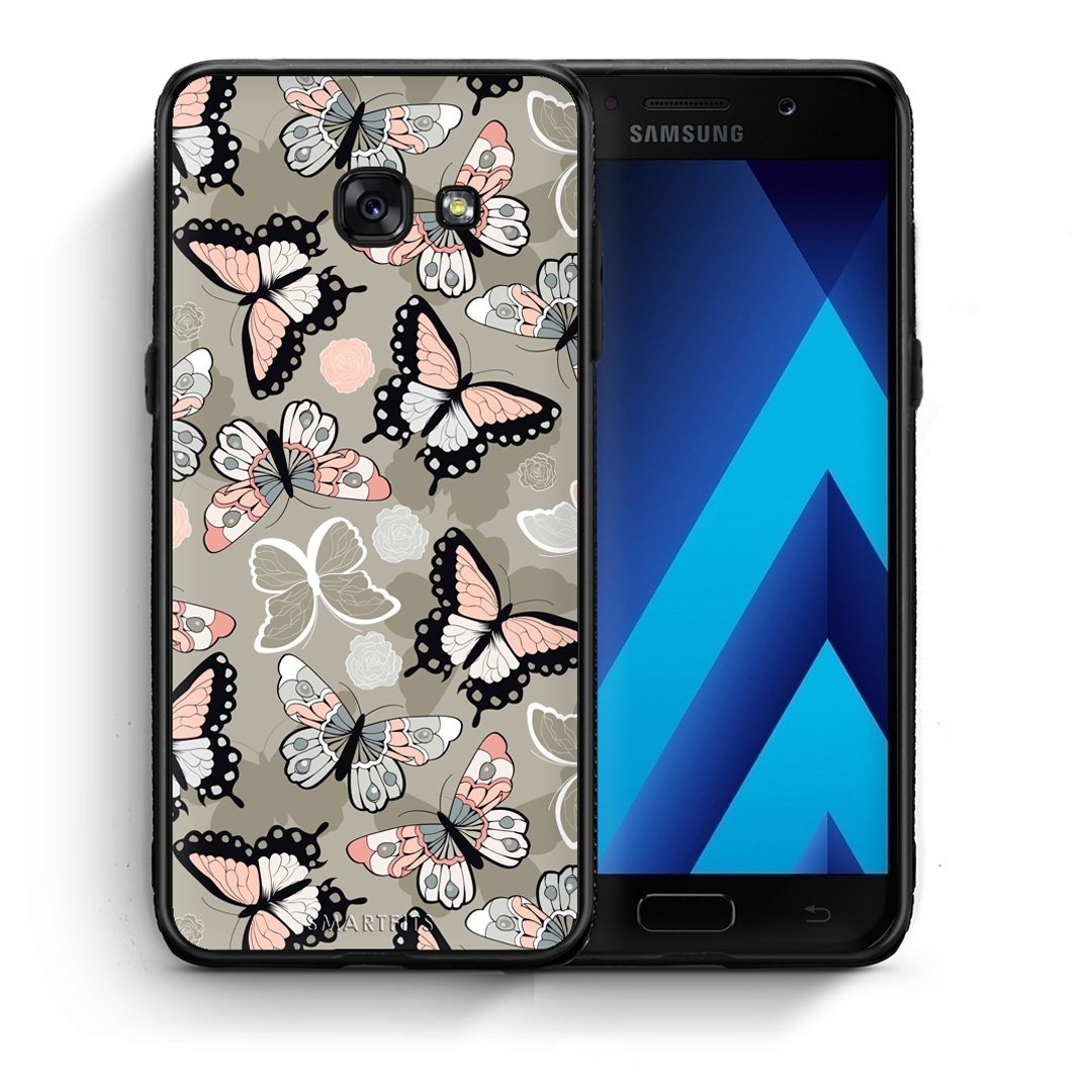 Θήκη Samsung A5 2017 Butterflies Boho από τη Smartfits με σχέδιο στο πίσω μέρος και μαύρο περίβλημα | Samsung A5 2017 Butterflies Boho case with colorful back and black bezels