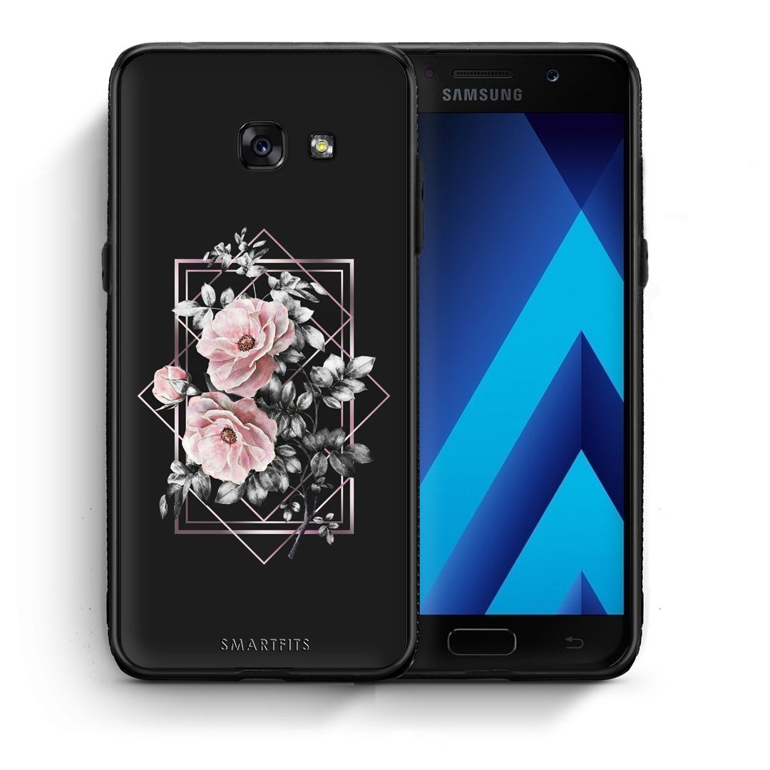 Θήκη Samsung A5 2017 Frame Flower από τη Smartfits με σχέδιο στο πίσω μέρος και μαύρο περίβλημα | Samsung A5 2017 Frame Flower case with colorful back and black bezels